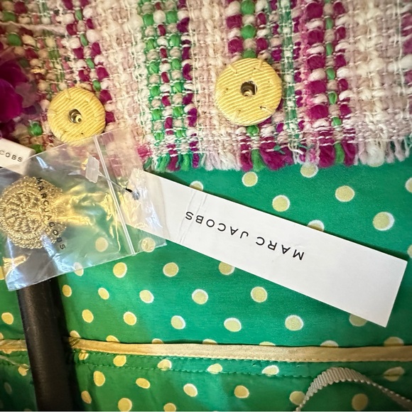 Vintage NWT Marc Jacobs Tweed Jacket Skirt Set Pink Green Sequin Trim Size 6 - Picture 12 of 12